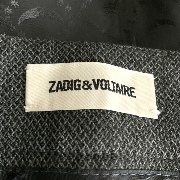 Zadig & Voltaire Trouser Women Size 40 US L Gray Posh Fringe Ankle Button Fly - Picture 3 of 14